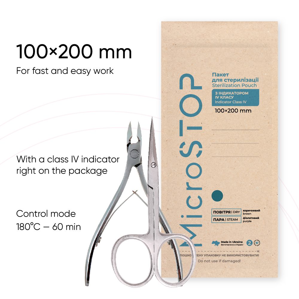 Microstop Eco Sterilisationsbeutel Mit Indikator Der Klasse 4 100×200 mm, 100 Stk.