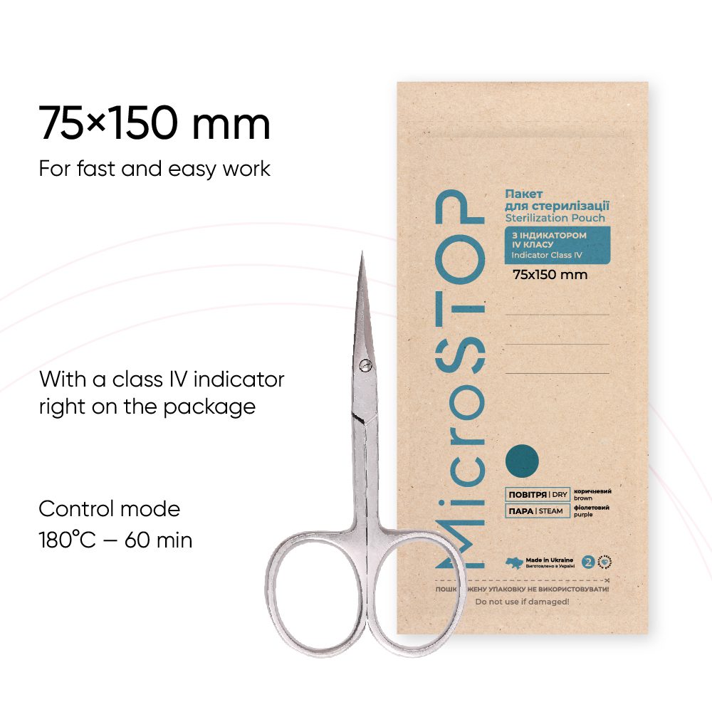 Microstop Eco Sterilisationsbeutel Mit Indikator Der Klasse 4 75×150 mm, 100 Stk.