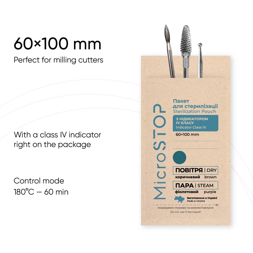 Microstop Eco Sterilisationsbeutel Mit Indikator Der Klasse 4 60×100 mm, 100 Stk.