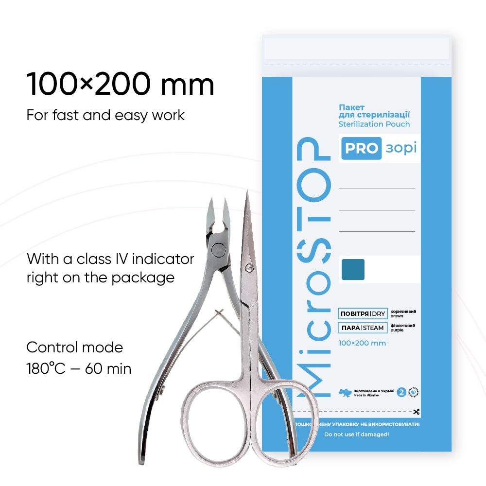 Microstop Pro-Zori Sterilisationsbeutel Mit Indikator Der Klasse 4 100×200 mm, 100 Stk.