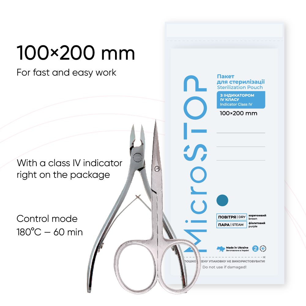 Sterilisationsbeutel Microstop mit Indikator der Klasse 4, 100×200 mm, 100 Stk.