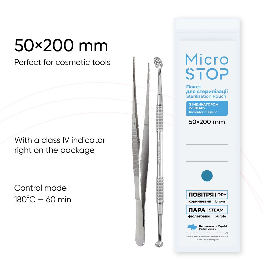 Sterilisationsbeutel Microstop mit Indikator der Klasse 4, 50×200 mm, 100 Stk.