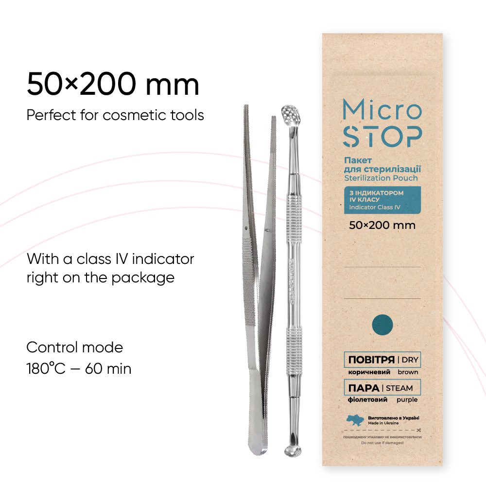Microstop Eco Sterilisationsbeutel Mit Indikator Der Klasse 4 50×200 mm, 100 Stk.