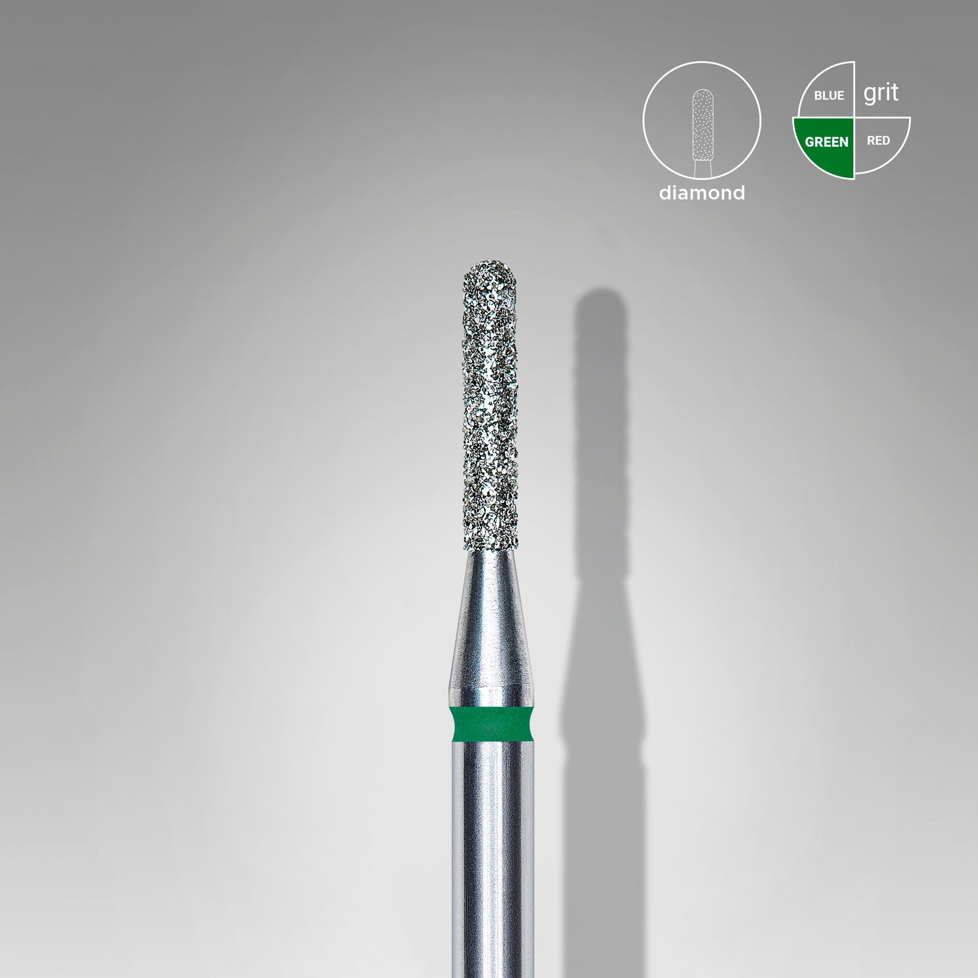 STALEKS EXPERT Diamantfräser „Abgerundeter Zylinder“ grün, Durchmesser 1,4 mm, Arbeitsteil 8 mm