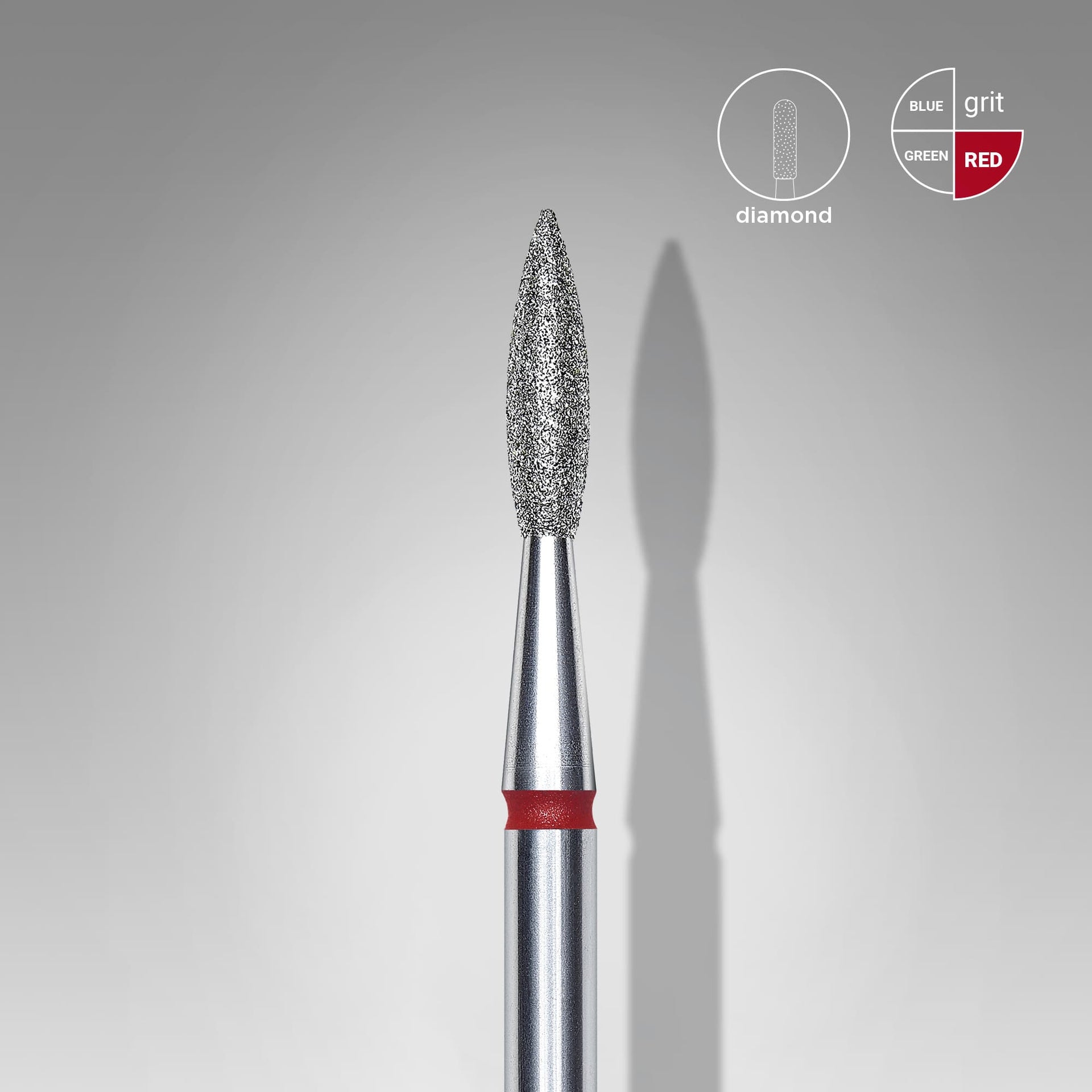 Diamantfräse "Spitze Flamme" Rot, Durchmesser 2.1 Mm / Arbeitsteil 8 Mm