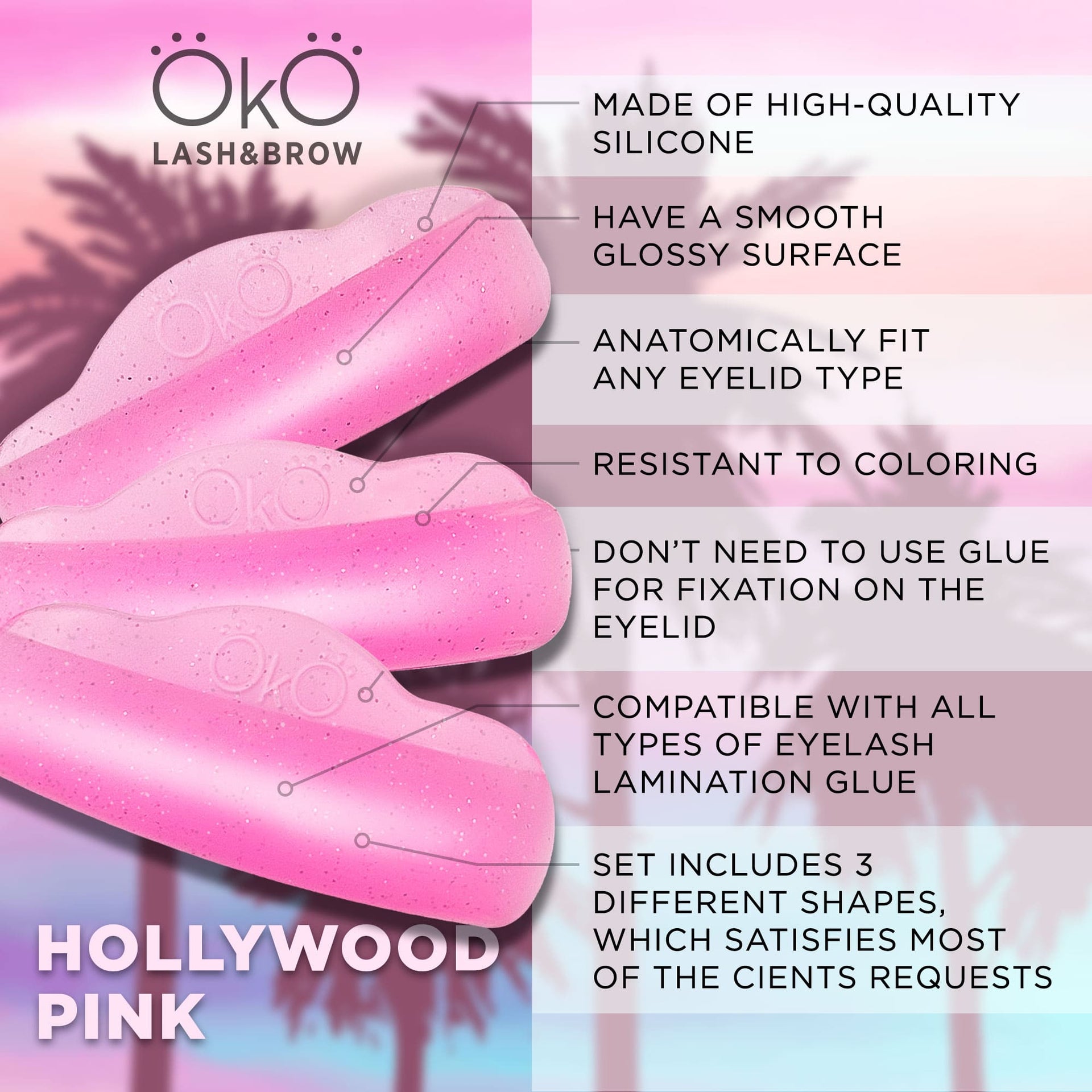 lash lifting pads oko hollywood pink
