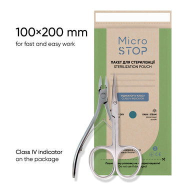 Пакеты для стерилизации Microstop Eco с индикатором класса 4, 100×200 мм, 100 шт.