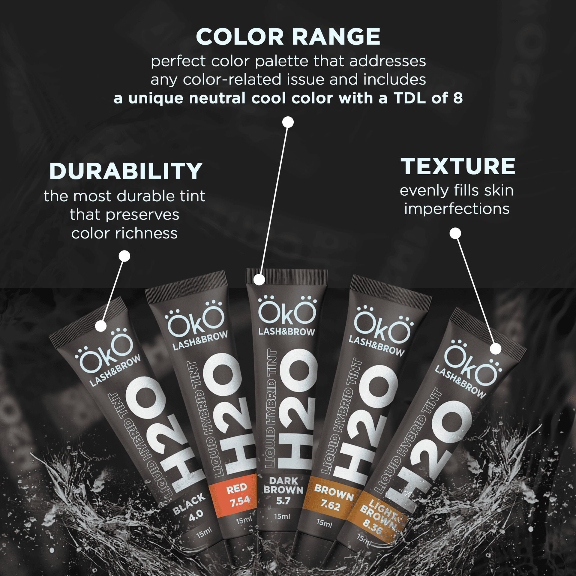 eyebrow and eyelash dye set h20 liquid hybrid tint