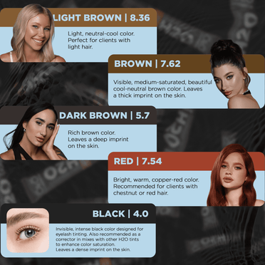dye for eyebrow and eyelash h20 liquid hybrid tint red 7.54