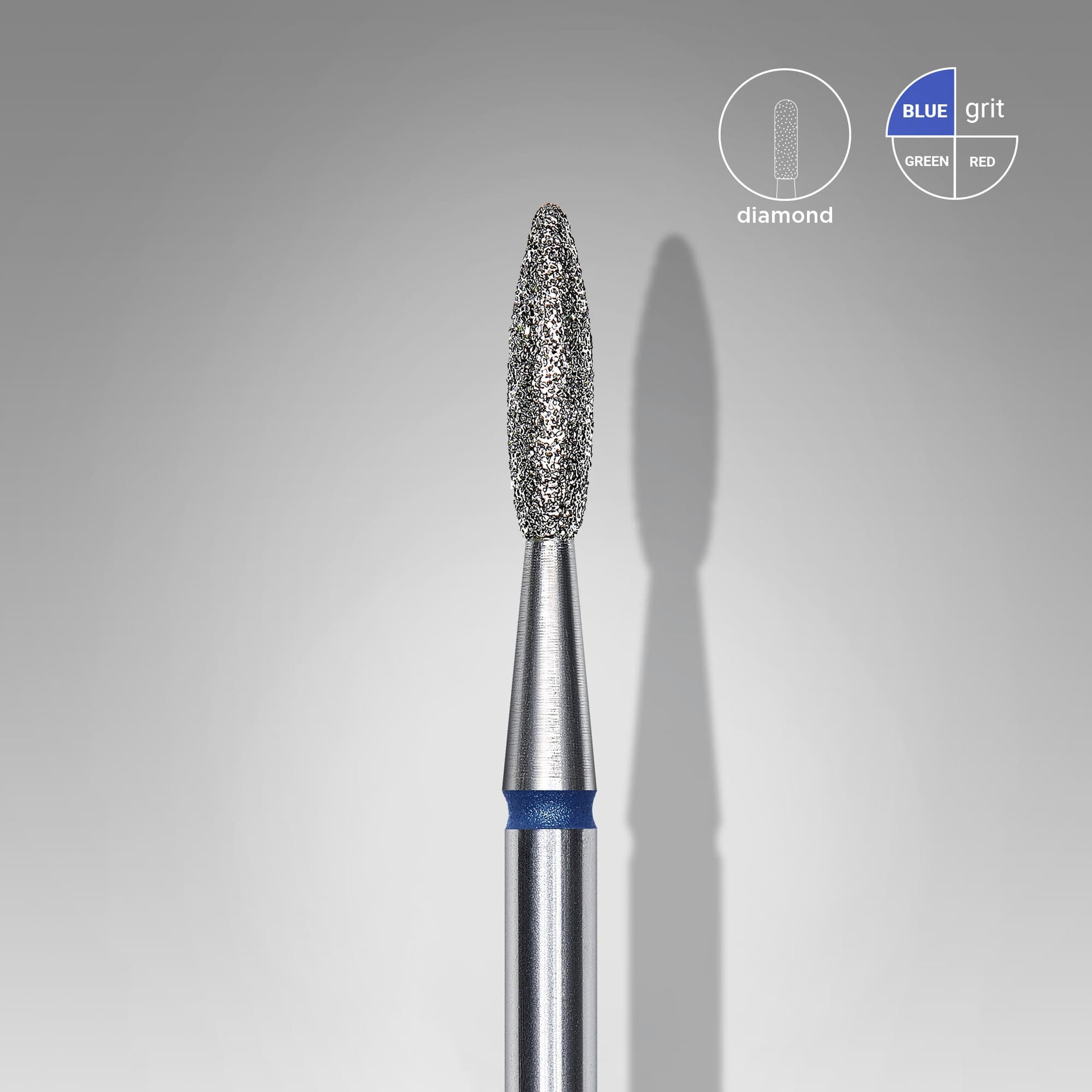 Diamantfräse "Flamme" Blau, Durchmesser 2.1 Mm / Arbeitsteil 8 Mm