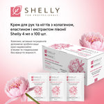 Shelly Hand- und Nagelcreme mit Kollagen, Elastin und Pfingstrosenextrakt, 4 ml × 100 Stk.