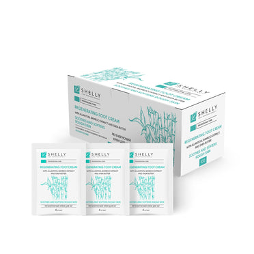 Shelly regenerierende Fußcreme mit Allantoin, Bambusextrakt und Sheabutter, 4 ml × 100 Stk.