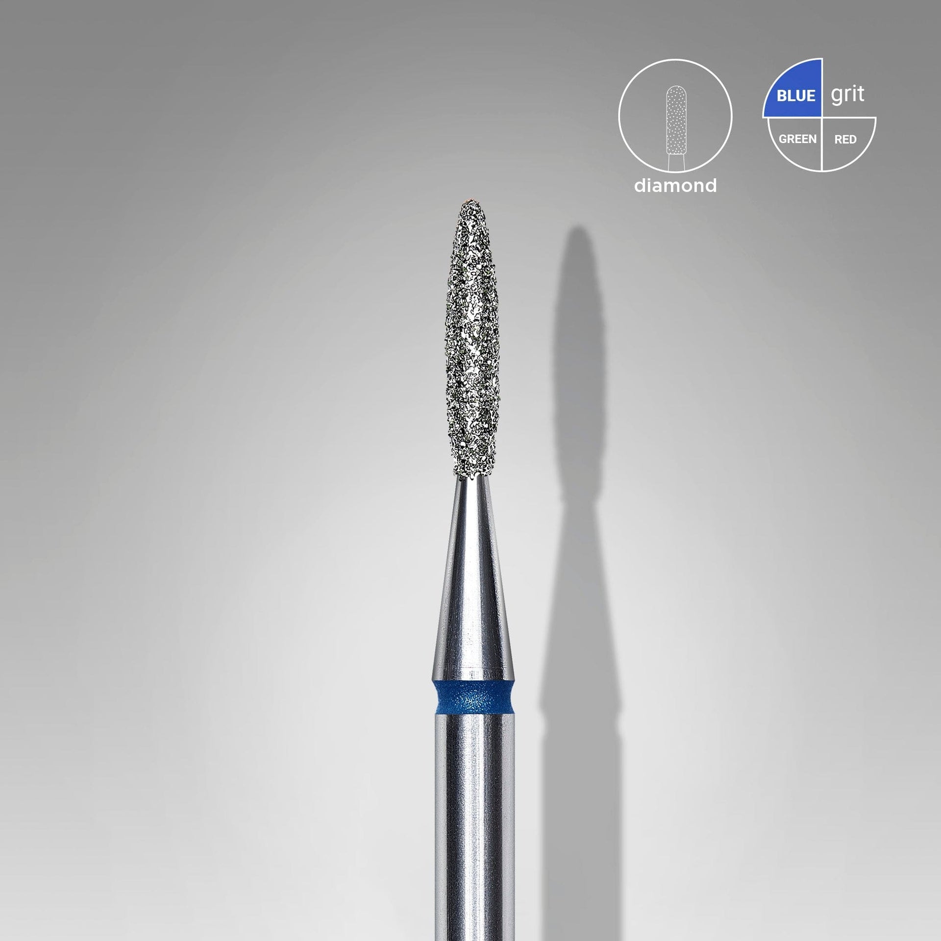 Diamantfräse "Spitze Flamme" Blau, Durchmesser 1.6 Mm / Arbeitsteil 8 Mm