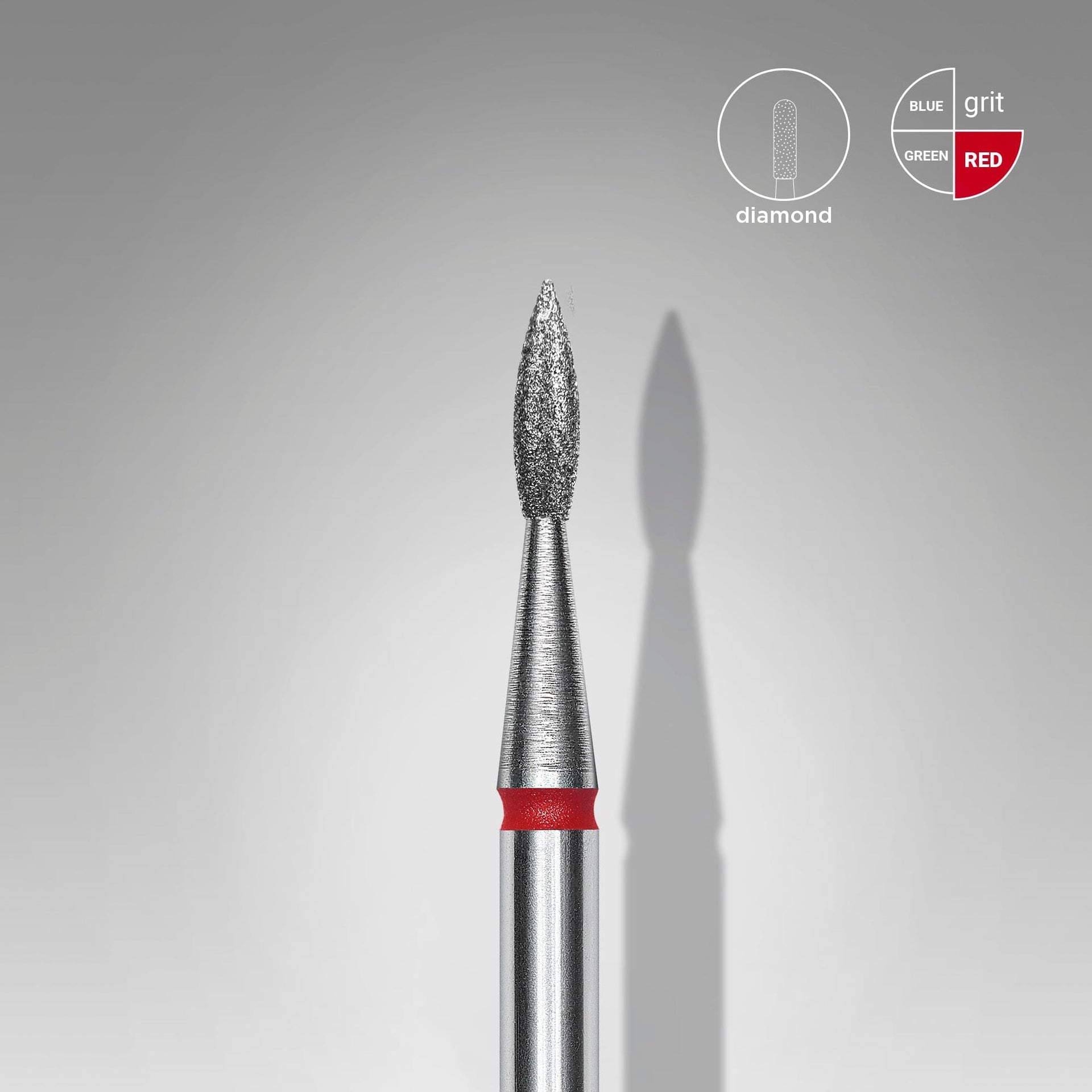 Diamantfräse Spitze Flamme Rot EXPERT Kopfdurchmesser 1,8 Mm / Arbeitsteil 8 Mm