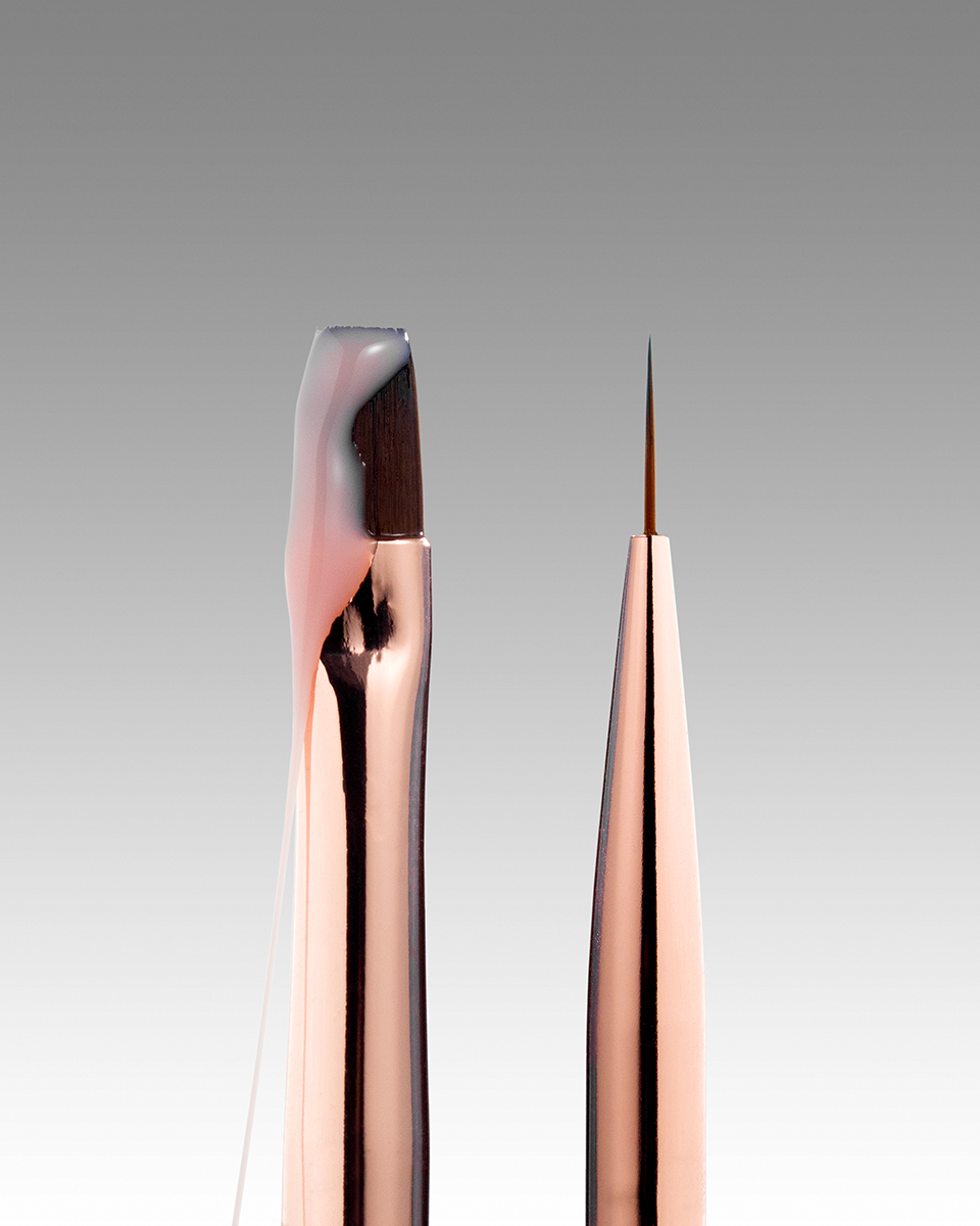 DARK Doppelseitiger Pinsel Beige (Liner 11 mm + flacher, quadratischer Gelpinsel 9 mm)