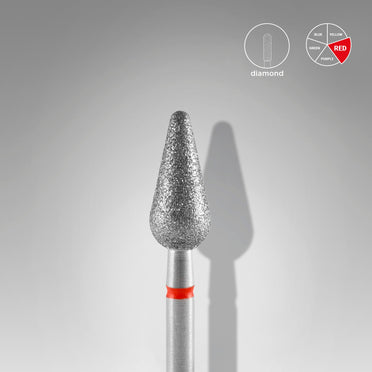 STALEKS EXPERT Rote Diamantfräser «Abgerundete Birne», Durchmesser 5 mm, Arbeitsteil 12 mm