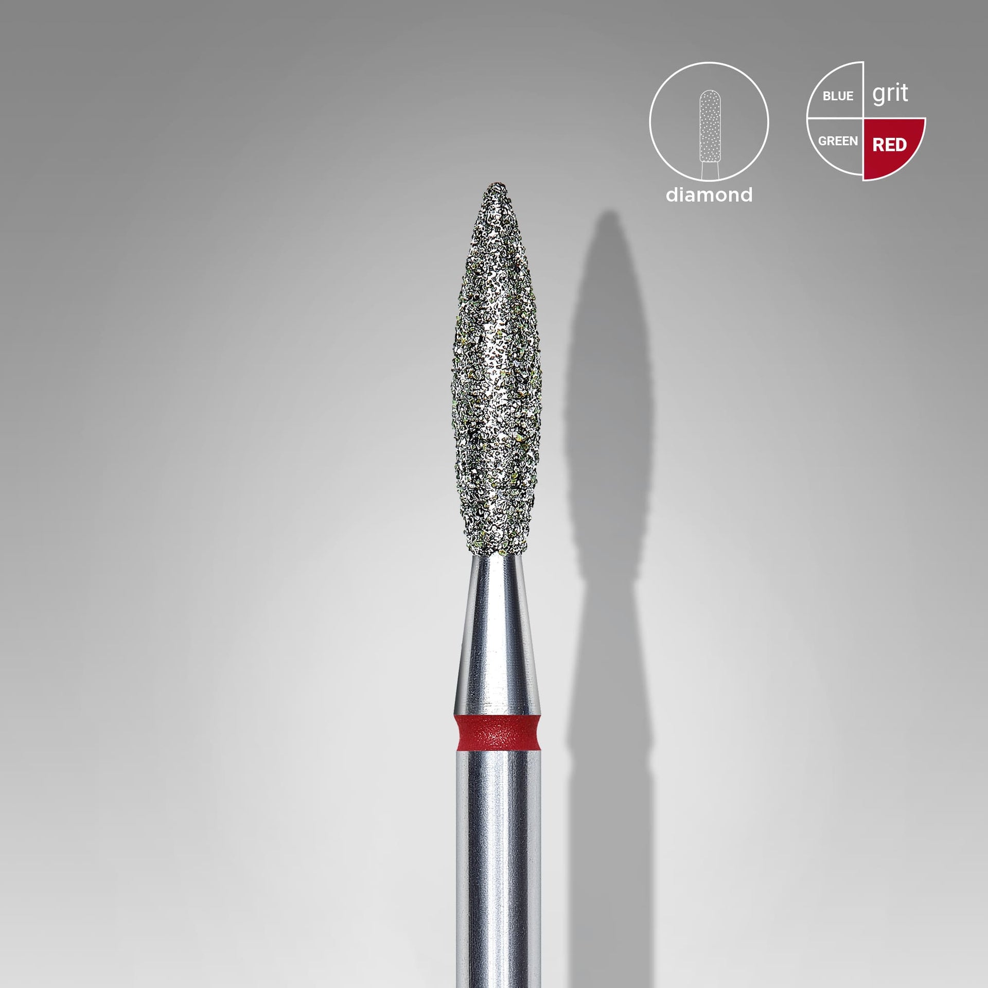 Diamantfräse "Flamme" Rot, Durchmesser 2.3 Mm / Arbeitsteil 10 Mm