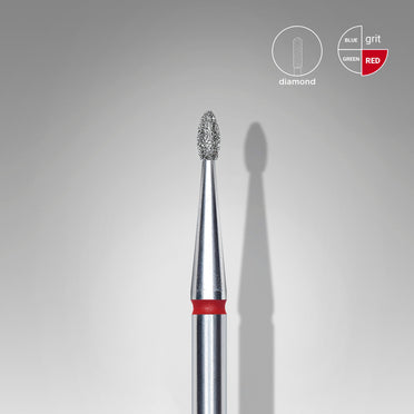 STALEKS EXPERT Rote Diamantfräser „Abgerundete Knospe“, Durchmesser 1,6 mm, Arbeitsteil 3,4 mm
