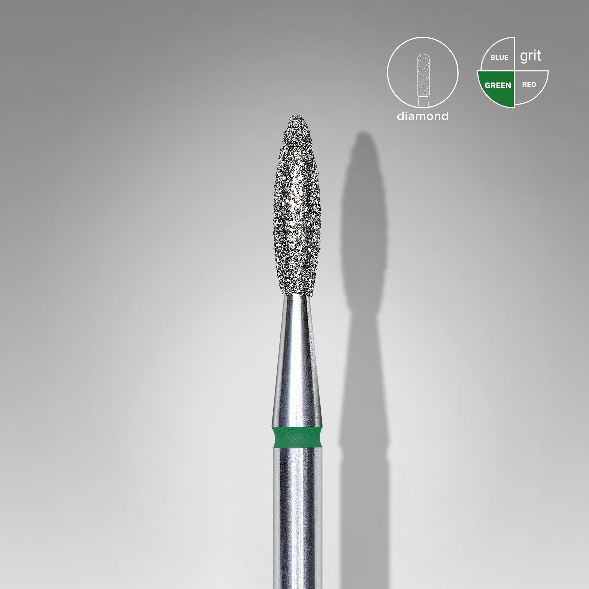 Diamantfräse "Flamme" Grün, Durchmesser 2.1 Mm / Arbeitsteil 8 Mm