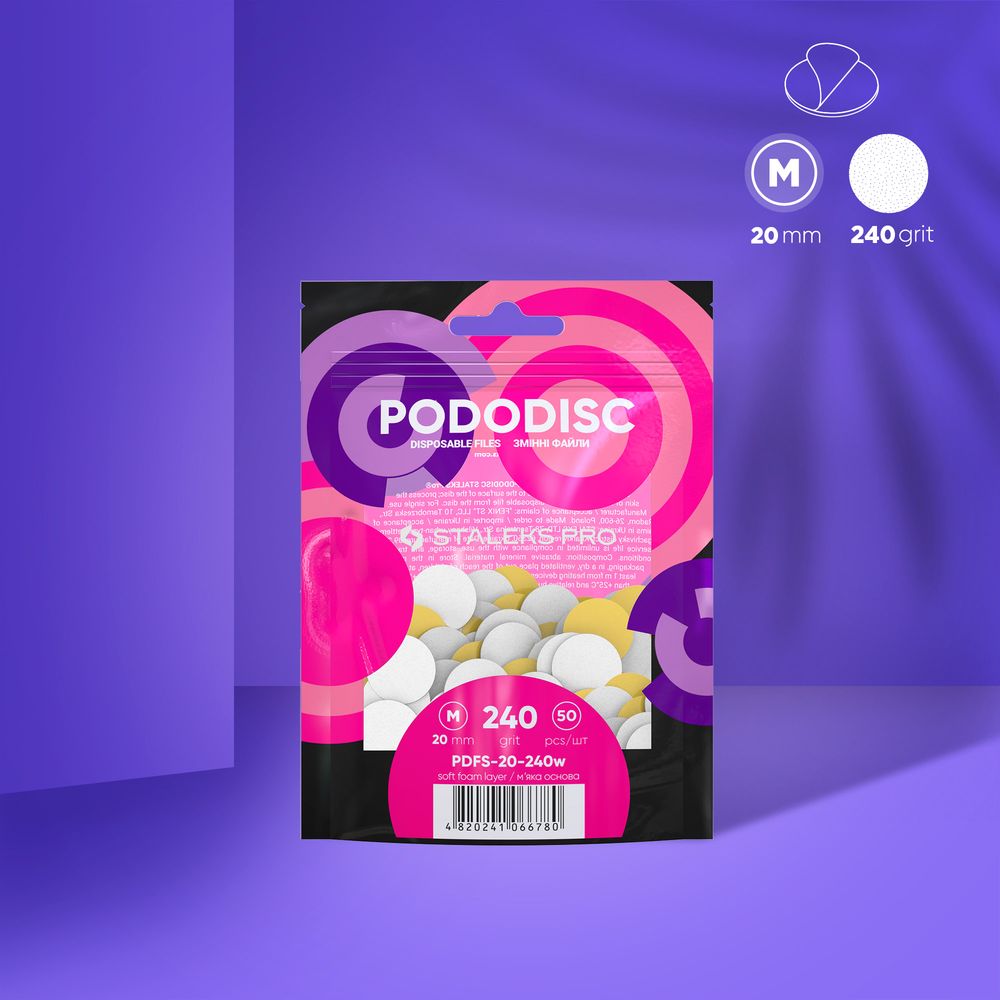 Weiße Einwegfeilen Für Pedikürescheibe Soft PODODISC STALEKS PRO M (50 Stück)
