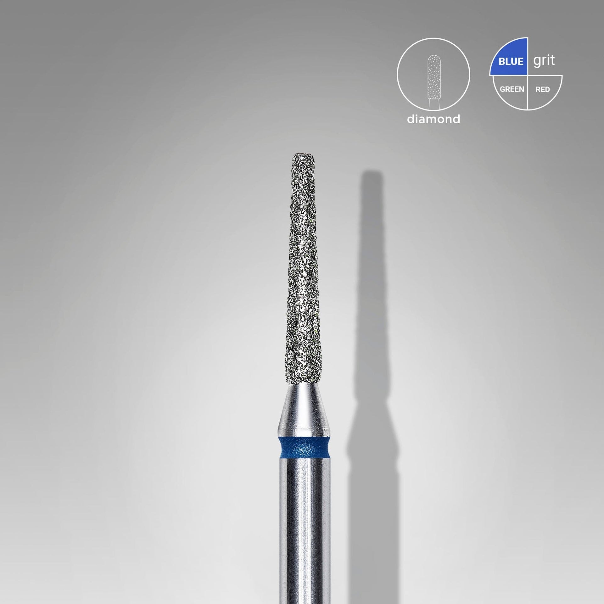 Diamantfräse "Kegelstumpf" blau, Durchmesser 1.6 mm / Arbeitsteil 10 mm
