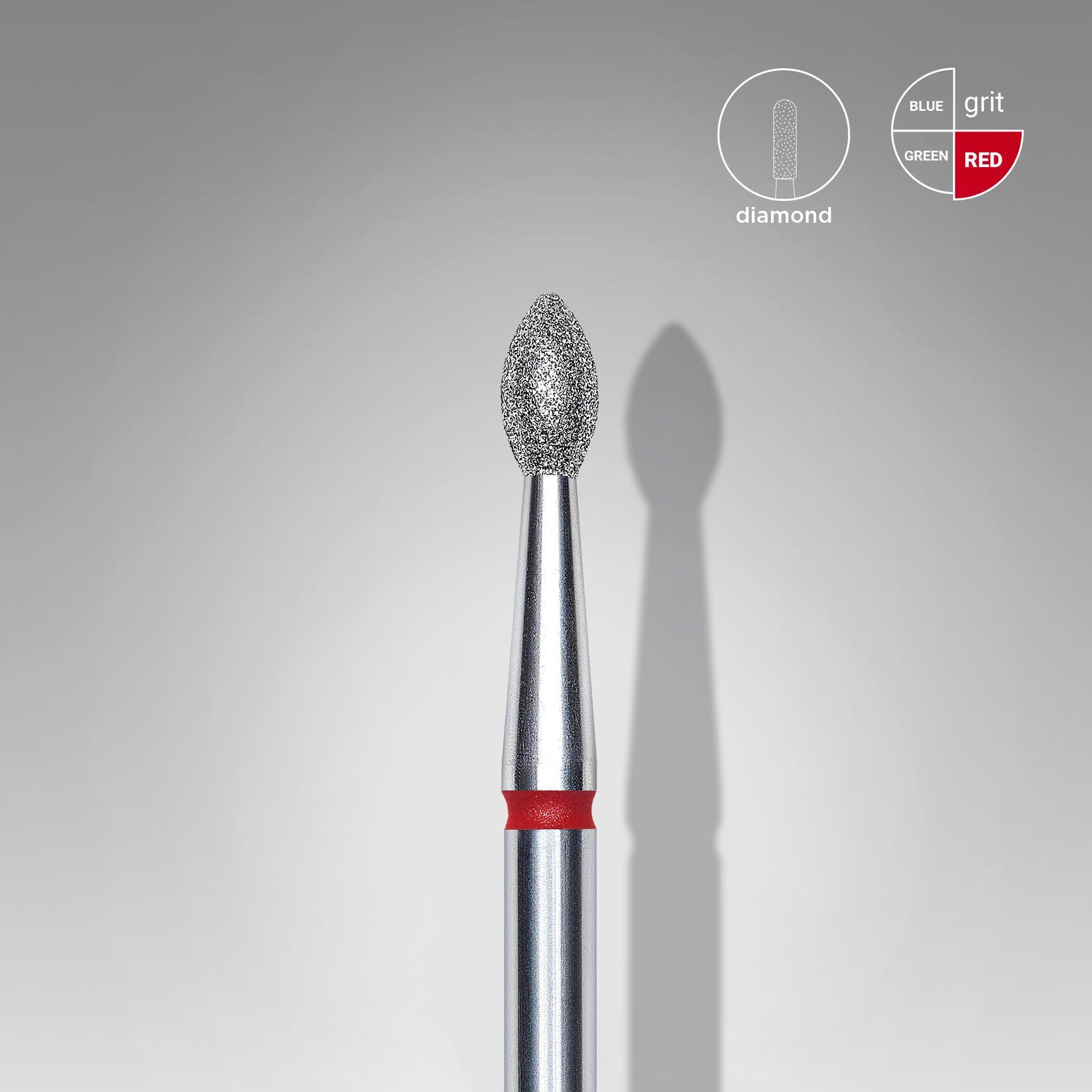 STALEKS EXPERT Diamantfräser „Spitze Knospe“ rot, Durchmesser 2,5 mm, Arbeitsteil 4,5 mm