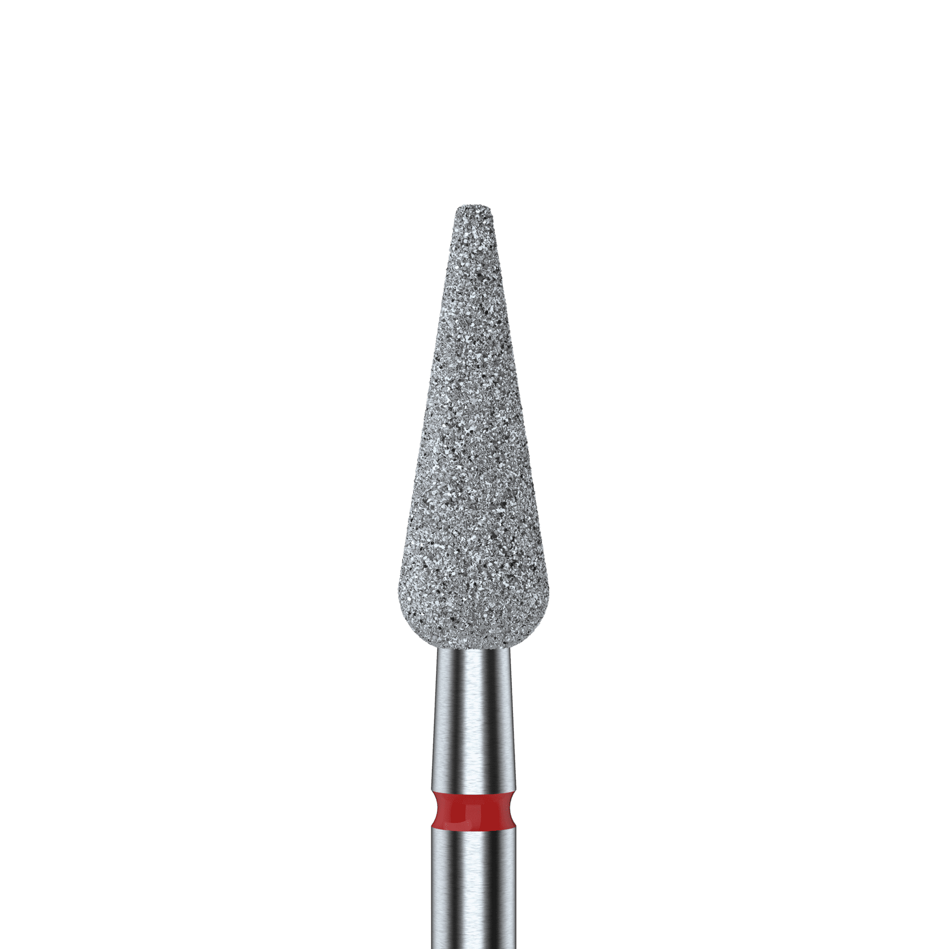 diamantfräse "spitzbirne" rot, durchmesser 4 mm / arbeitsteil 12 mm