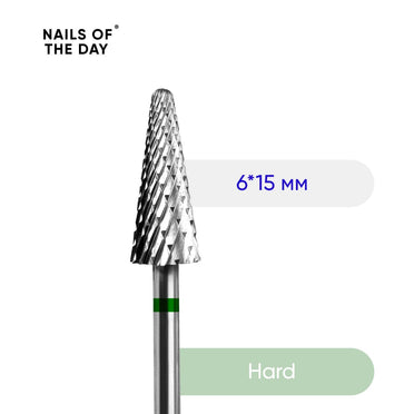 Конусные кусачки из карбида для ногтей Nailsoftheday 6*15 мм, зеленые