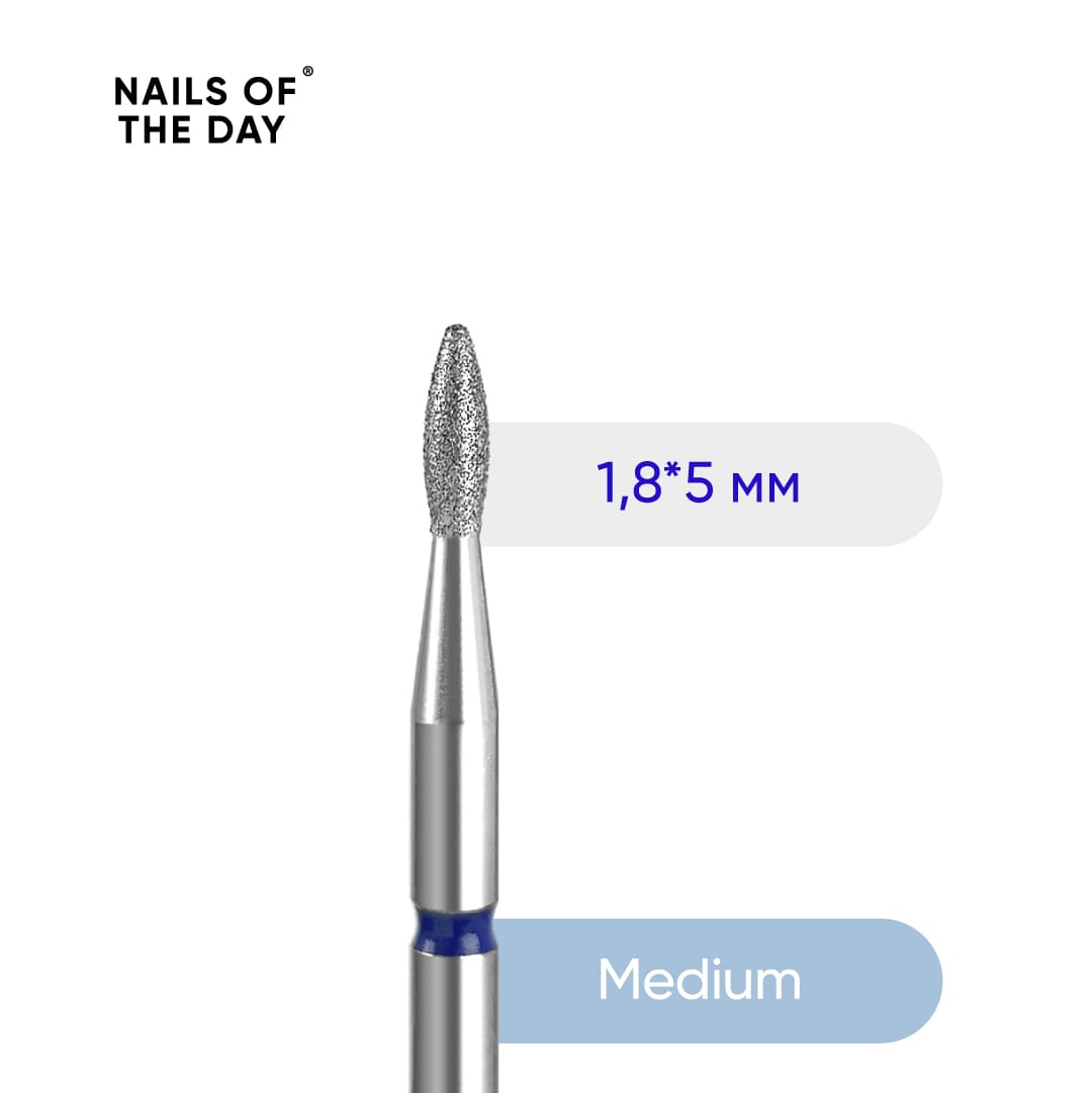Nailsoftheday Diamond drop cutter 1.8*5 mm, blue
