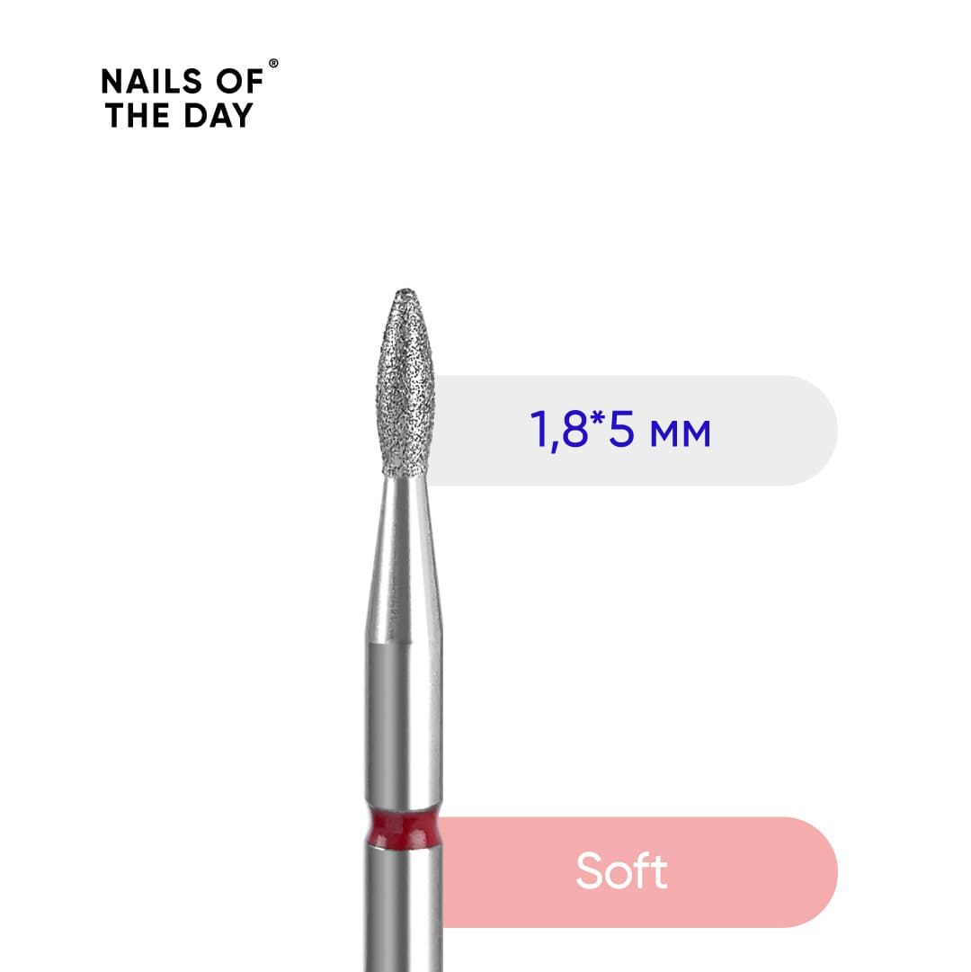 Nailsoftheday Diamond drop cutter 1.8*5 mm, red