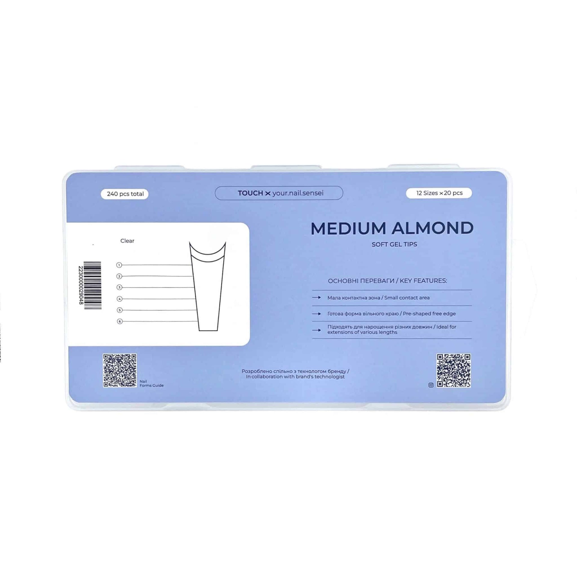 Touch Soft Gel Tips MEDIUM ALMOND (240 pcs)