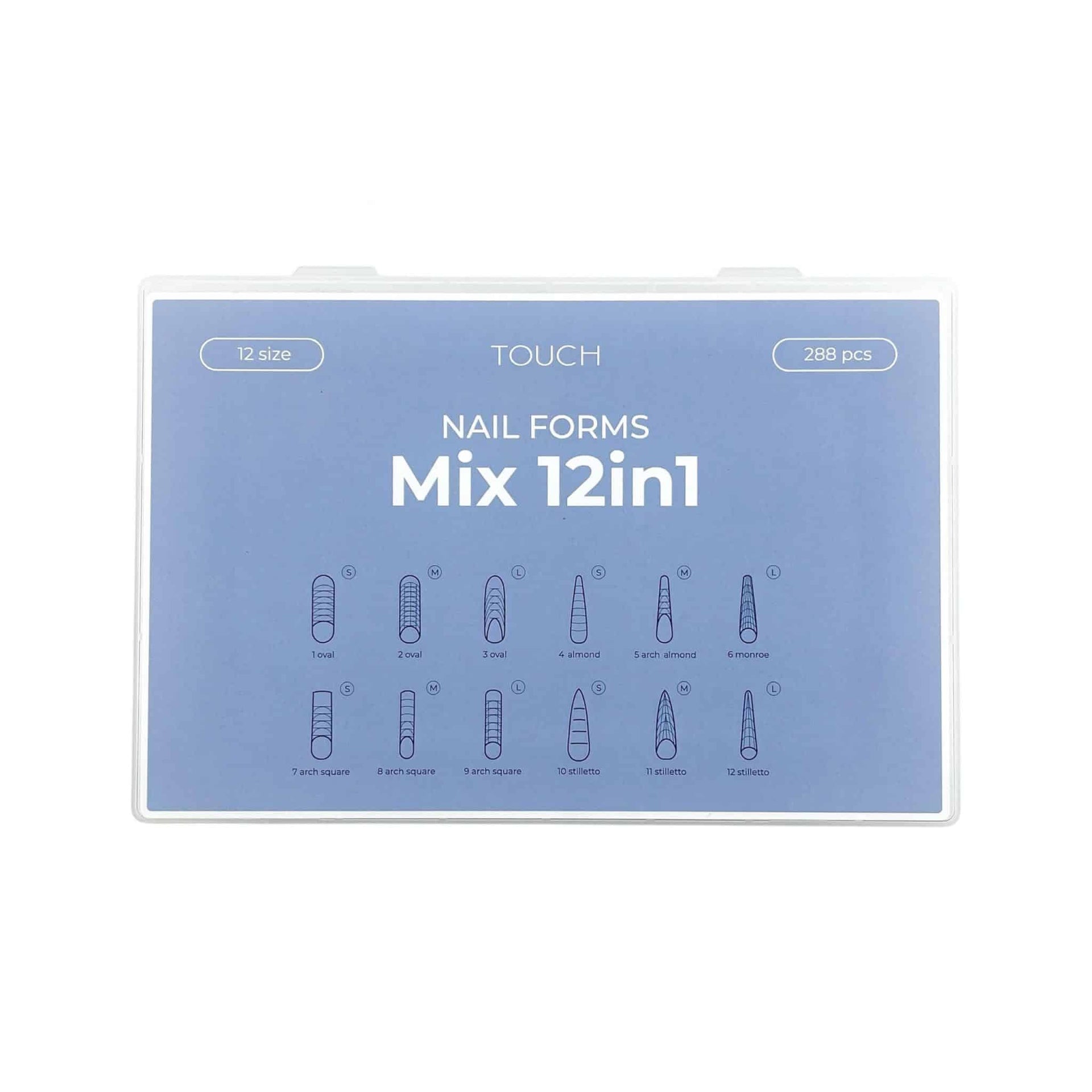 Touch Nail Tips Upper forms modeling Mix 12 in 1 (288 pcs)