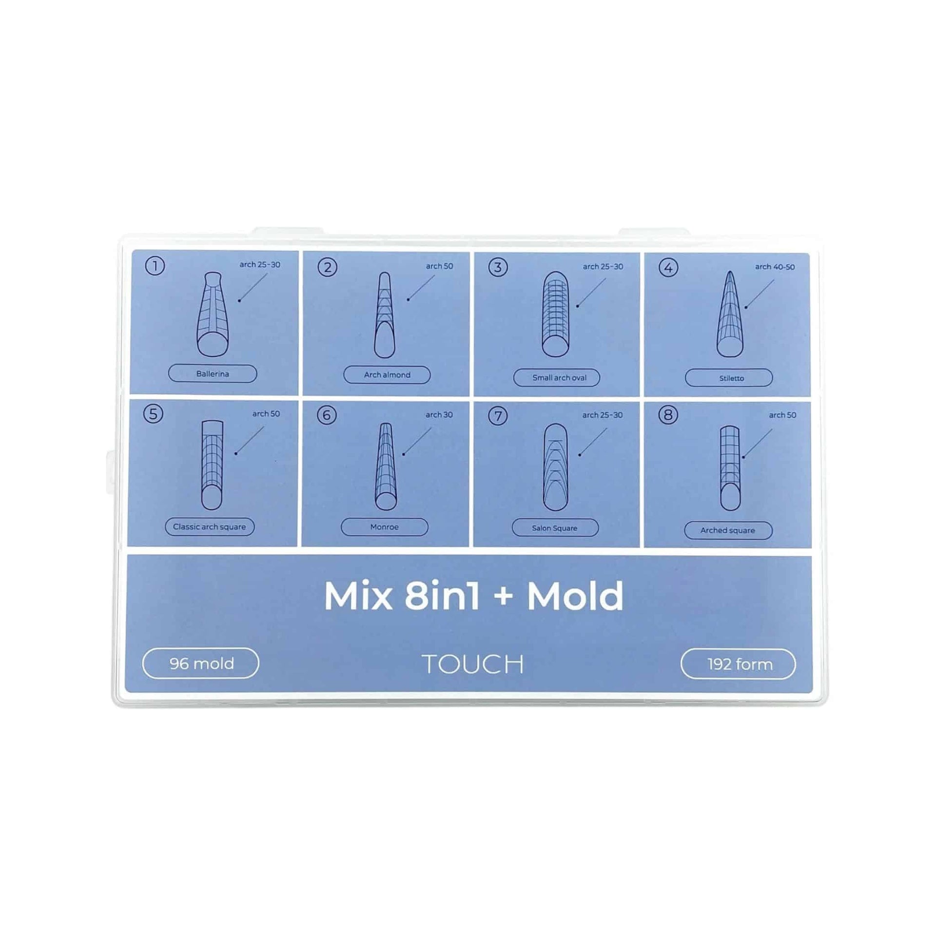 Touch Nail Tips Upper forms modeling Mix 8 in 1 + mold (288 pcs)