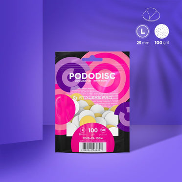 Белые одноразовые пилочки для педикюра Soft PODODISC STALEKS PRO L (50 штук)