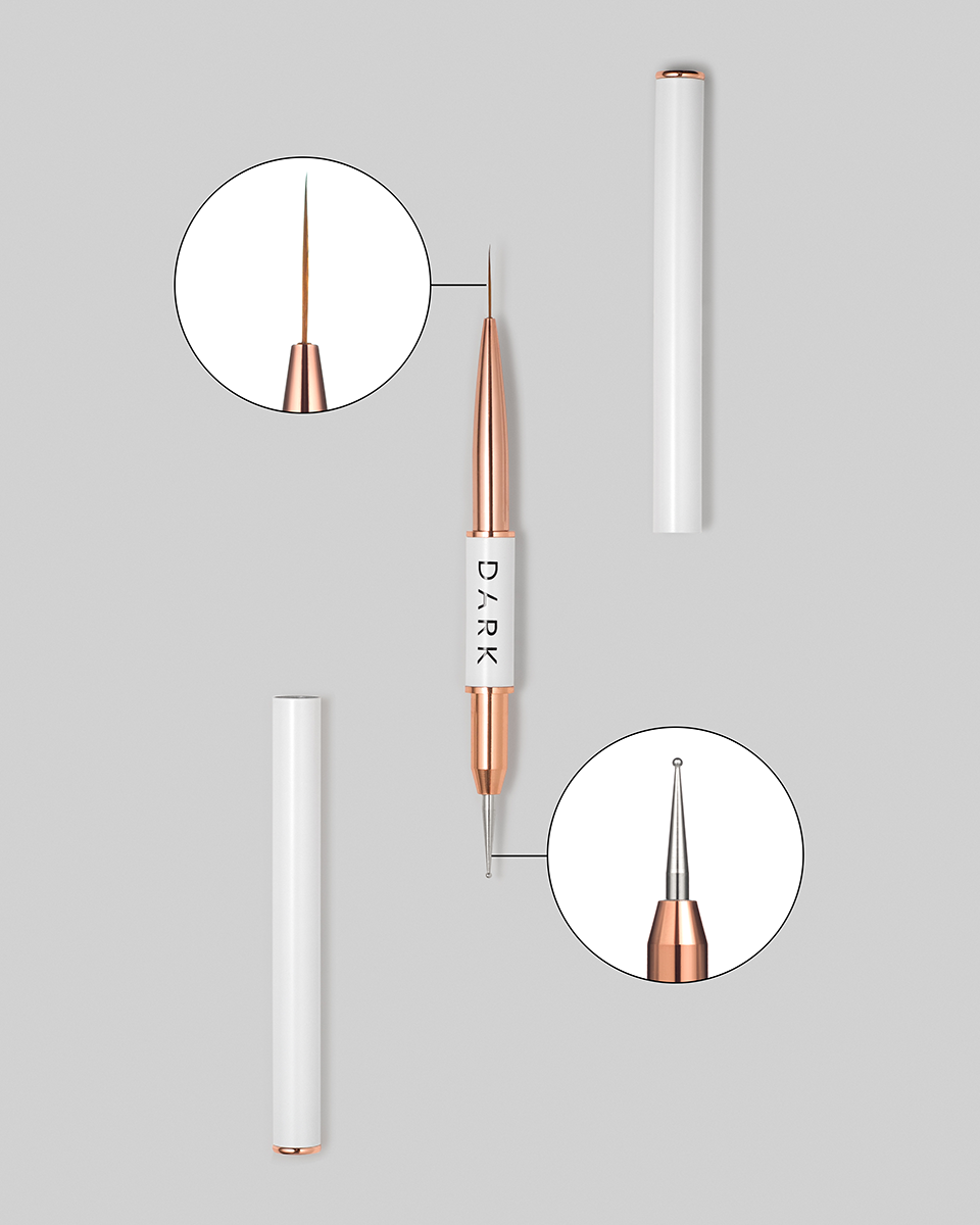 DARK Doppelseitiger Pinsel (Liner 13 mm / Dotting Tool 1,2 mm)