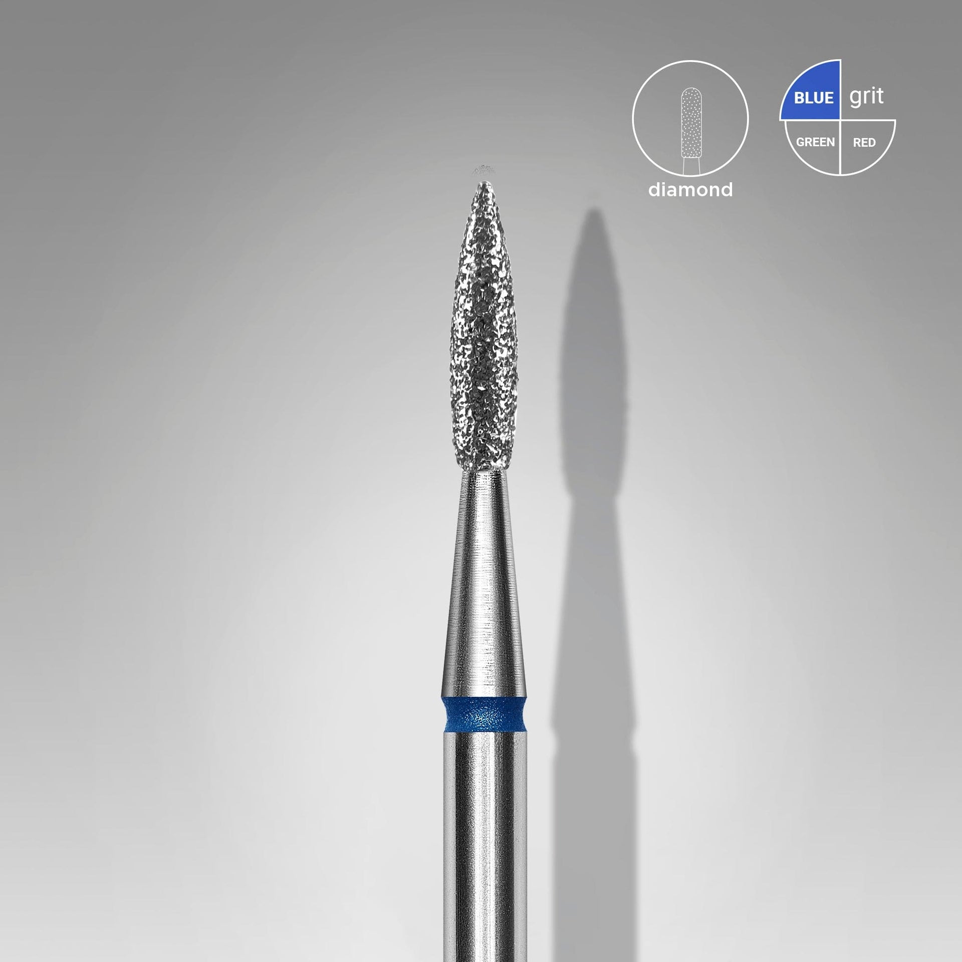 Diamantfräse Spitze Flamme Blau EXPERT Kopfdurchmesser 1,8 Mm / Arbeitsteil 8 Mm