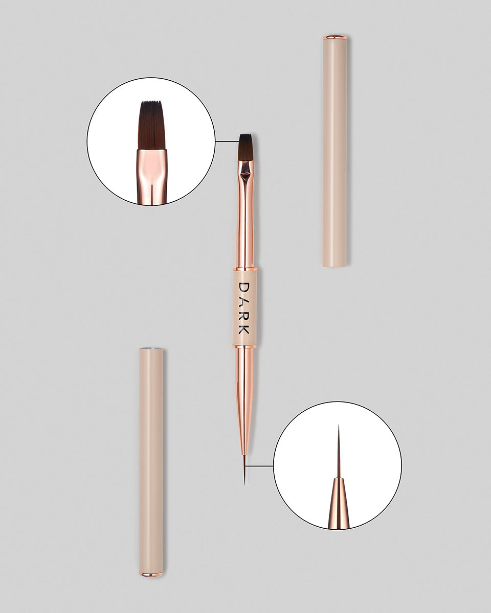 DARK Doppelseitiger Pinsel Beige (Liner 11 mm + flacher, quadratischer Gelpinsel 9 mm)