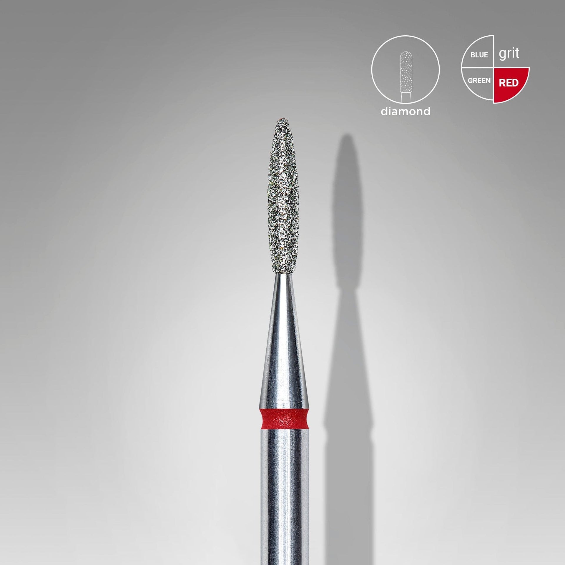 Diamantfräse "Flamme" Rot, Durchmesser 1.6 Mm / Arbeitsteil 8 Mm