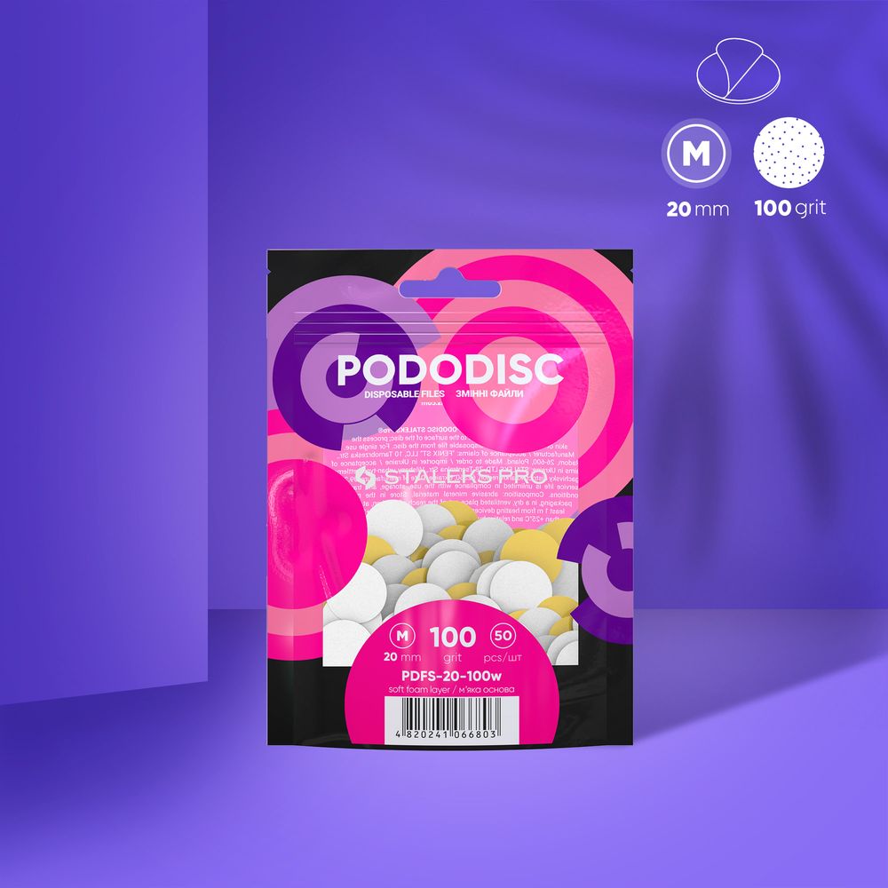 Weiße Einwegfeilen Für Pedikürescheibe Soft PODODISC STALEKS PRO M (50 Stück)