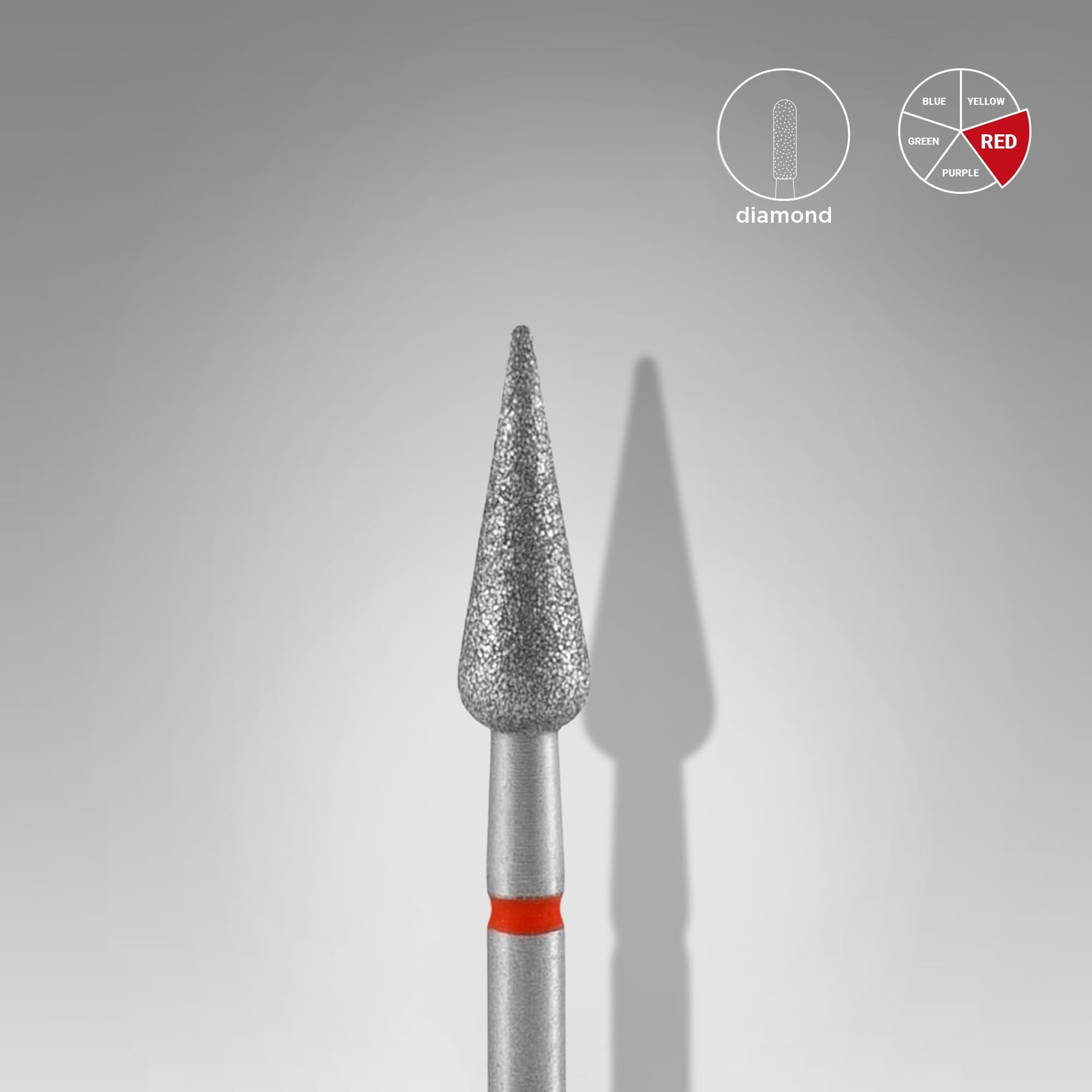 Diamantfräse "Spitzbirne" Rot, Durchmesser 4 Mm / Arbeitsteil 12 Mm
